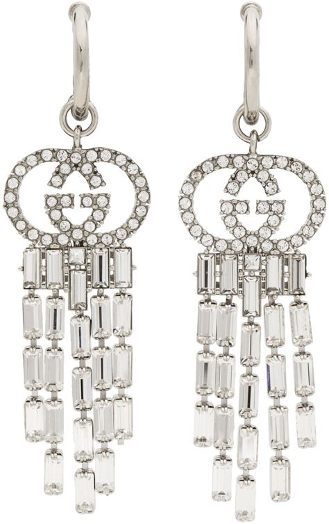 gucci silver interlocking g earring|gucci interlocking g hoop earrings.